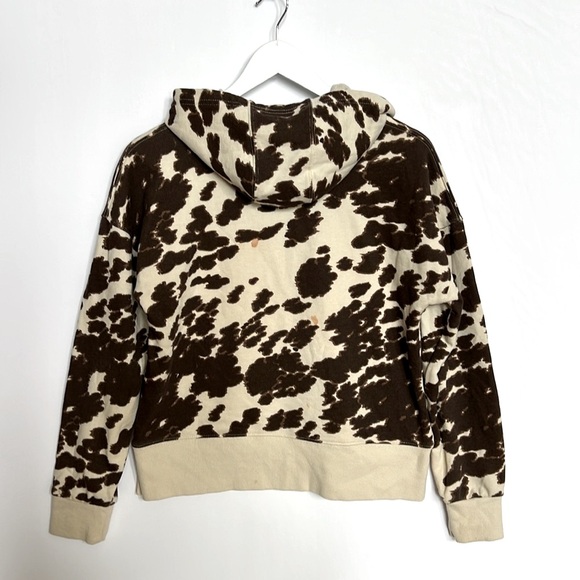 Ariat REAL Pony Crop Hoodie Cow Print Rose Gold Logo Girl XXL (16) Women XS SOOL - Picture 6 of 12